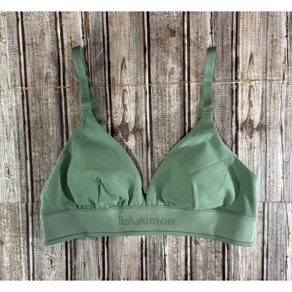 Lululemon License to Train Triangle Bra A/B logo sz 10 color green  GREU NWT $48